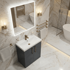 [BALARN1403AH1516] Bramshall Floor Standing 2 Door Vanity Basin Unit with Mid-Edge Basin, 600mm, Choice of Colour and Handle Finish - Lifestyle 3