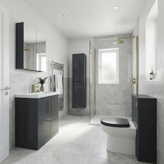 [BALARN1405AH017] Bramshall Floor Standing 2 Door Vanity Basin Unit with Mid-Edge Basin, 800mm, Choice of Colour and Handle Finish - Lifestyle 1