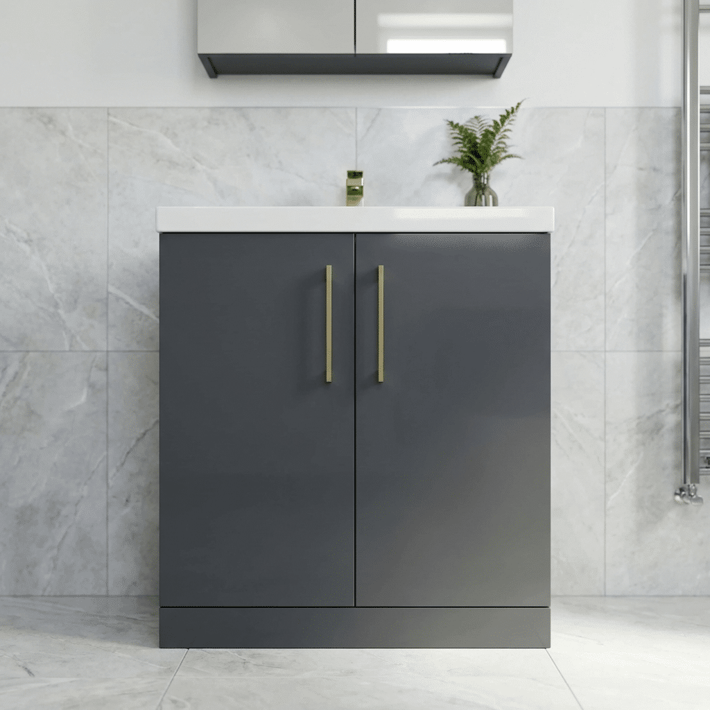 [BALARN1405AH017] Bramshall Floor Standing 2 Door Vanity Basin Unit with Mid-Edge Basin, 800mm, Choice of Colour and Handle Finish - Lifestyle 2