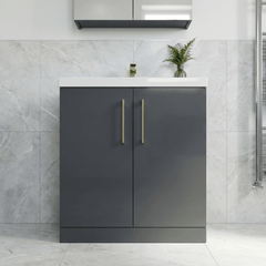 [BALARN1405AH017] Bramshall Floor Standing 2 Door Vanity Basin Unit with Mid-Edge Basin, 800mm, Choice of Colour and Handle Finish - Lifestyle 2