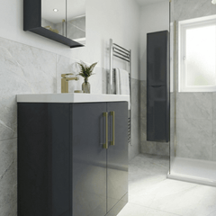 [BALARN1405AH017] Bramshall Floor Standing 2 Door Vanity Basin Unit with Mid-Edge Basin, 800mm, Choice of Colour and Handle Finish - Lifestyle 3
