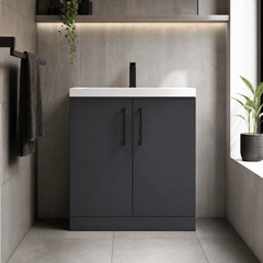 [BALARN1405AH018] Bramshall Floor Standing 2 Door Vanity Basin Unit with Mid-Edge Basin, 800mm, Choice of Colour and Handle Finish - Lifestyle 1