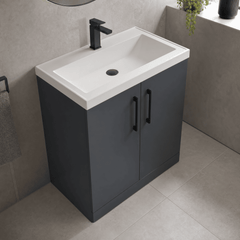 [BALARN1405AH018] Bramshall Floor Standing 2 Door Vanity Basin Unit with Mid-Edge Basin, 800mm, Choice of Colour and Handle Finish - Lifestyle 2