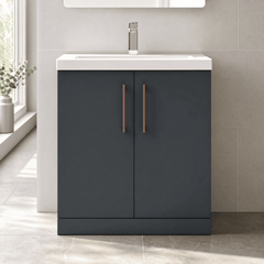 [BALARN1405AH019] Bramshall Floor Standing 2 Door Vanity Basin Unit with Mid-Edge Basin, 800mm, Choice of Colour and Handle Finish - Lifestyle 1