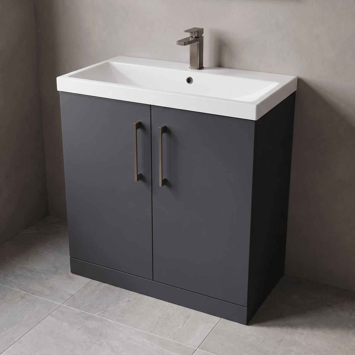 [BALARN1405AH1516] Bramshall Floor Standing 2 Door Vanity Basin Unit with Mid-Edge Basin, 800mm, Choice of Colour and Handle Finish - Lifestyle 2