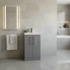 [BALARN2201AH017] Bramshall Floor Standing 2 Door Vanity Basin Unit with Mid-Edge Basin, 500mm, Choice of Colour and Handle Finish - Lifestyle 1