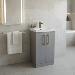 [BALARN2201AH017] Bramshall Floor Standing 2 Door Vanity Basin Unit with Mid-Edge Basin, 500mm, Choice of Colour and Handle Finish - Lifestyle 2