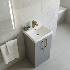 [BALARN2201AH017] Bramshall Floor Standing 2 Door Vanity Basin Unit with Mid-Edge Basin, 500mm, Choice of Colour and Handle Finish - Lifestyle 3