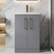 [BALARN2201AH017] Bramshall Floor Standing 2 Door Vanity Basin Unit with Mid-Edge Basin, 500mm, Choice of Colour and Handle Finish - Silo