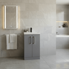 [BALARN2201AH018] Bramshall Floor Standing 2 Door Vanity Basin Unit with Mid-Edge Basin, 500mm, Choice of Colour and Handle Finish - Lifestyle 1
