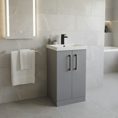 [BALARN2201AH018] Bramshall Floor Standing 2 Door Vanity Basin Unit with Mid-Edge Basin, 500mm, Choice of Colour and Handle Finish - Lifestyle 2