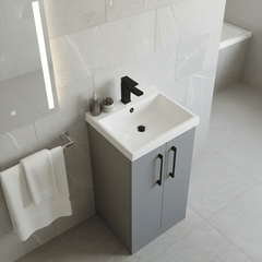 [BALARN2201AH018] Bramshall Floor Standing 2 Door Vanity Basin Unit with Mid-Edge Basin, 500mm, Choice of Colour and Handle Finish - Lifestyle 3