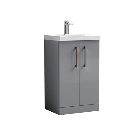 Bramshall Floor Standing 2-Door Vanity & Mid-Edge Basin – Choice of Colour and Handle Finish