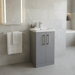 [BALARN2201AH019] Bramshall Floor Standing 2 Door Vanity Basin Unit with Mid-Edge Basin, 500mm, Choice of Colour and Handle Finish - Lifestyle 2