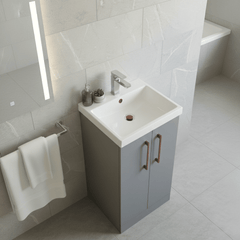 [BALARN2201AH019] Bramshall Floor Standing 2 Door Vanity Basin Unit with Mid-Edge Basin, 500mm, Choice of Colour and Handle Finish - Lifestyle 3