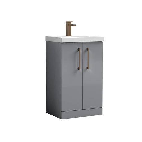 Bramshall Floor Standing 2-Door Vanity & Mid-Edge Basin – Choice of Colour and Handle Finish