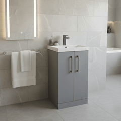 [BALARN2201AH716] Bramshall Floor Standing 2 Door Vanity Basin Unit with Mid-Edge Basin, 500mm, Choice of Colour and Handle Finish - Lifestyle 2