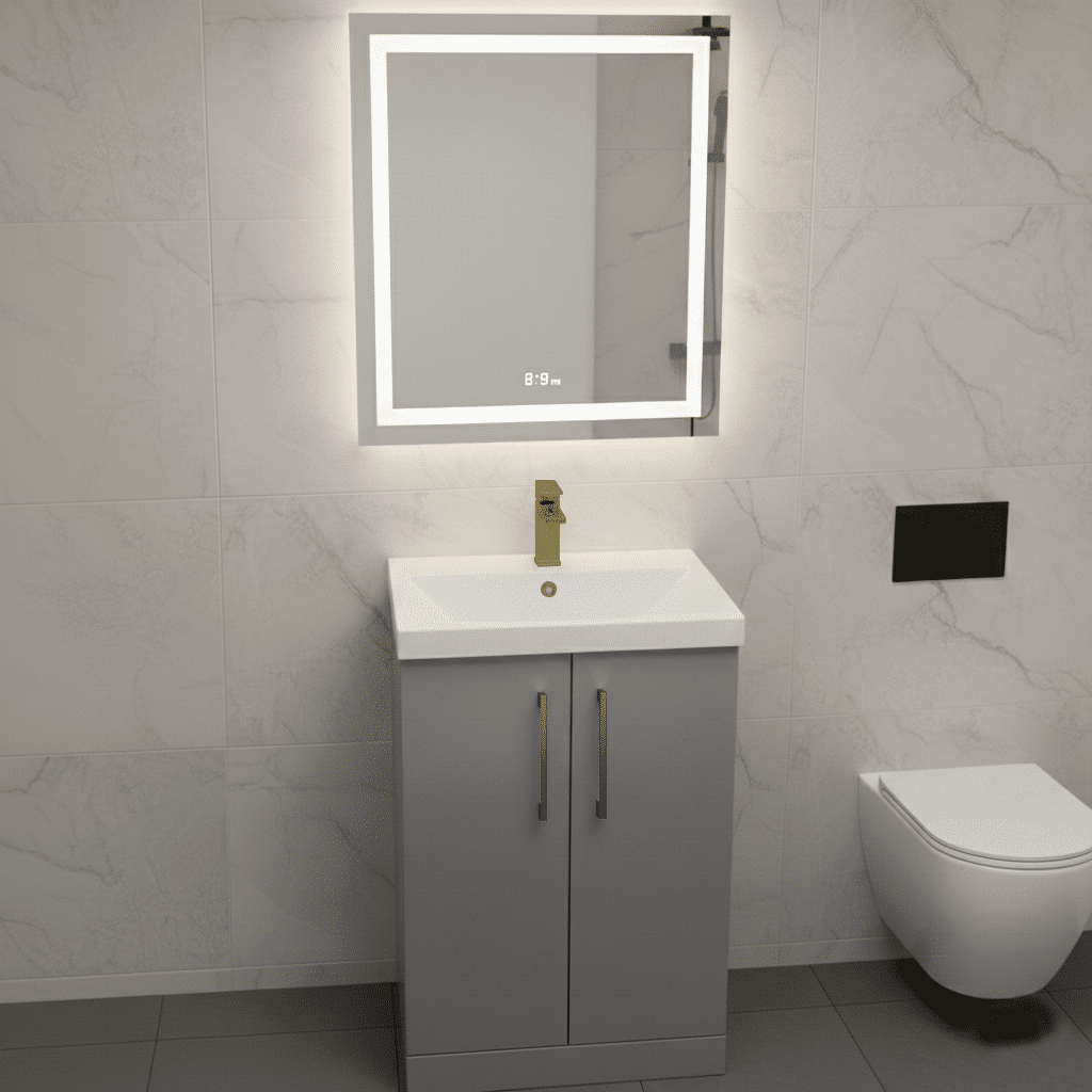 [BALARN2203AH017] Bramshall Floor Standing 2 Door Vanity Basin Unit with Mid-Edge Basin, 600mm, Choice of Colour and Handle Finish - Lifestyle 1