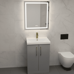 [BALARN2203AH017] Bramshall Floor Standing 2 Door Vanity Basin Unit with Mid-Edge Basin, 600mm, Choice of Colour and Handle Finish - Lifestyle 1