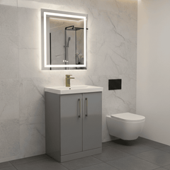 [BALARN2203AH017] Bramshall Floor Standing 2 Door Vanity Basin Unit with Mid-Edge Basin, 600mm, Choice of Colour and Handle Finish - Lifestyle 2