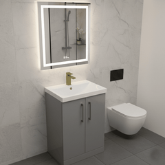 [BALARN2203AH017] Bramshall Floor Standing 2 Door Vanity Basin Unit with Mid-Edge Basin, 600mm, Choice of Colour and Handle Finish - Lifestyle 3