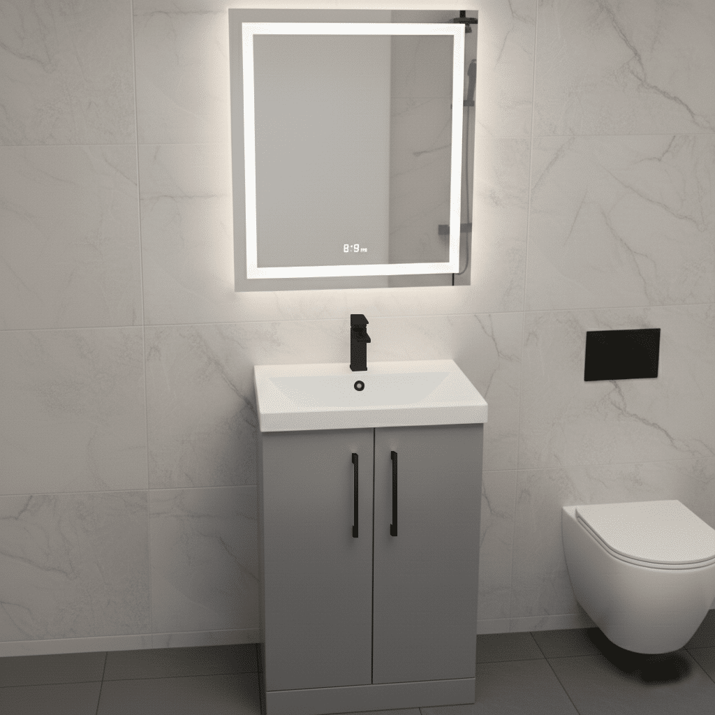 [BALARN2203AH018] Bramshall Floor Standing 2 Door Vanity Basin Unit with Mid-Edge Basin, 600mm, Choice of Colour and Handle Finish - Lifestyle 1