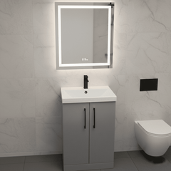 [BALARN2203AH018] Bramshall Floor Standing 2 Door Vanity Basin Unit with Mid-Edge Basin, 600mm, Choice of Colour and Handle Finish - Lifestyle 1