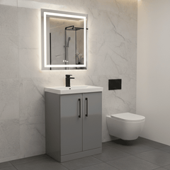 [BALARN2203AH018] Bramshall Floor Standing 2 Door Vanity Basin Unit with Mid-Edge Basin, 600mm, Choice of Colour and Handle Finish - Lifestyle 2