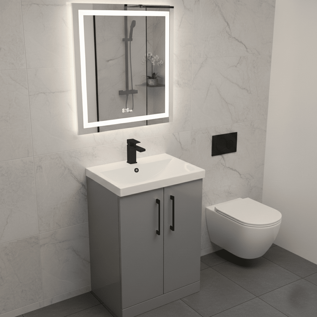 [BALARN2203AH018] Bramshall Floor Standing 2 Door Vanity Basin Unit with Mid-Edge Basin, 600mm, Choice of Colour and Handle Finish - Lifestyle 3