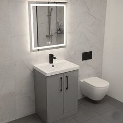[BALARN2203AH018] Bramshall Floor Standing 2 Door Vanity Basin Unit with Mid-Edge Basin, 600mm, Choice of Colour and Handle Finish - Lifestyle 3