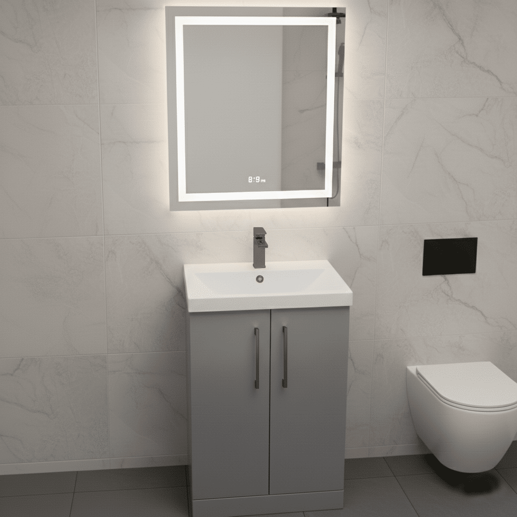 [BALARN2203AH1516] Bramshall Floor Standing 2 Door Vanity Basin Unit with Mid-Edge Basin, 600mm, Choice of Colour and Handle Finish - Lifestyle 1