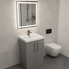 [BALARN2203AH1516] Bramshall Floor Standing 2 Door Vanity Basin Unit with Mid-Edge Basin, 600mm, Choice of Colour and Handle Finish - Lifestyle 3