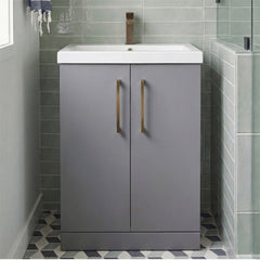 [BALARN2203AH1516] Bramshall Floor Standing 2 Door Vanity Basin Unit with Mid-Edge Basin, 600mm, Choice of Colour and Handle Finish - Silo