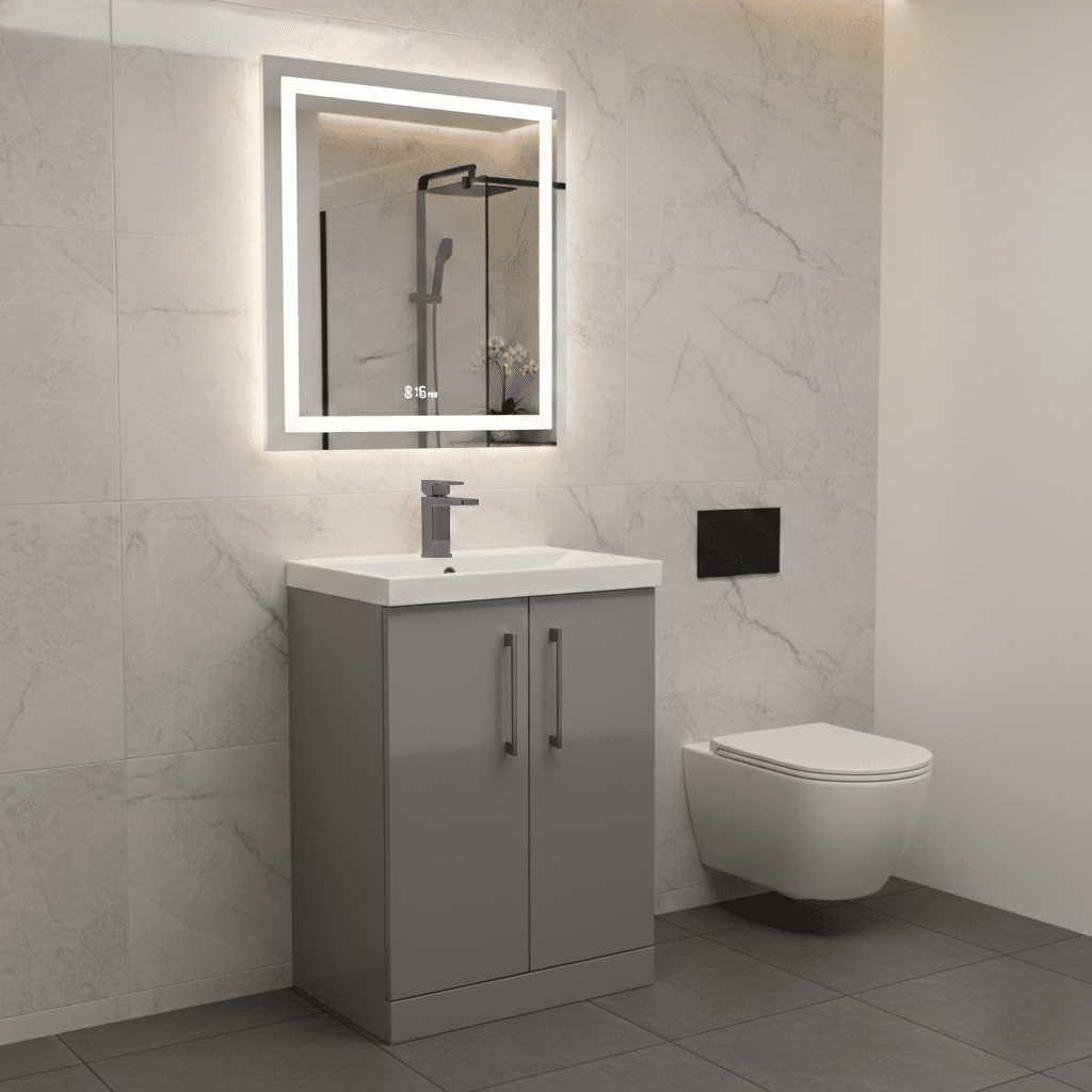 [BALARN2203AH716] Bramshall Floor Standing 2 Door Vanity Basin Unit with Mid-Edge Basin, 600mm, Choice of Colour and Handle Finish - Lifestyle 2