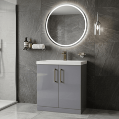 [BALARN2205AH017] Bramshall Floor Standing 2 Door Vanity Basin Unit with Mid-Edge Basin, 800mm, Choice of Colour and Handle Finish - Lifestyle 2