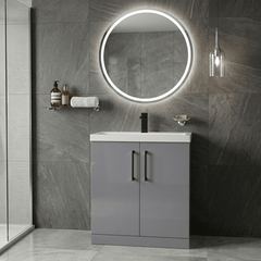 [BALARN2205AH018] Bramshall Floor Standing 2 Door Vanity Basin Unit with Mid-Edge Basin, 800mm, Choice of Colour and Handle Finish - Lifestyle 1
