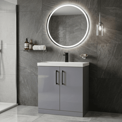[BALARN2205AH018] Bramshall Floor Standing 2 Door Vanity Basin Unit with Mid-Edge Basin, 800mm, Choice of Colour and Handle Finish - Lifestyle 2