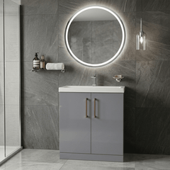 [BALARN2205AH019] Bramshall Floor Standing 2 Door Vanity Basin Unit with Mid-Edge Basin, 800mm, Choice of Colour and Handle Finish - Lifestyle 1