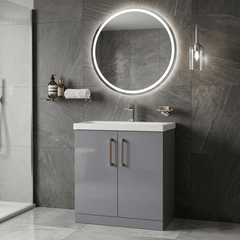 [BALARN2205AH019] Bramshall Floor Standing 2 Door Vanity Basin Unit with Mid-Edge Basin, 800mm, Choice of Colour and Handle Finish - Lifestyle 2