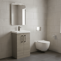 [BALARN2501AH017] Bramshall Floor Standing 2 Door Vanity Basin Unit with Mid-Edge Basin, 500mm, Choice of Colour and Handle Finish - Lifestyle 2