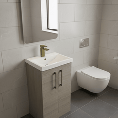 [BALARN2501AH017] Bramshall Floor Standing 2 Door Vanity Basin Unit with Mid-Edge Basin, 500mm, Choice of Colour and Handle Finish - Lifestyle 3