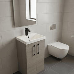 [BALARN2501AH018] Bramshall Floor Standing 2 Door Vanity Basin Unit with Mid-Edge Basin, 500mm, Choice of Colour and Handle Finish - Lifestyle 3