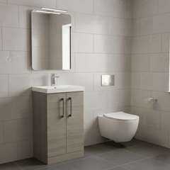 [BALARN2501AH019] Bramshall Floor Standing 2 Door Vanity Basin Unit with Mid-Edge Basin, 500mm, Choice of Colour and Handle Finish - Lifestyle 2