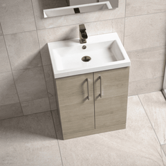 [BALARN2503AH017] Bramshall Floor Standing 2 Door Vanity Basin Unit with Mid-Edge Basin, 600mm, Choice of Colour and Handle Finish - Lifestyle 3