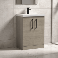 [BALARN2503AH018] Bramshall Floor Standing 2 Door Vanity Basin Unit with Mid-Edge Basin, 600mm, Choice of Colour and Handle Finish - Lifestyle 2