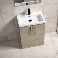 [BALARN2503AH018] Bramshall Floor Standing 2 Door Vanity Basin Unit with Mid-Edge Basin, 600mm, Choice of Colour and Handle Finish - Lifestyle 3