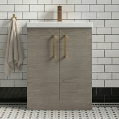 [BALARN2503AH1516] Bramshall Floor Standing 2 Door Vanity Basin Unit with Mid-Edge Basin, 600mm, Choice of Colour and Handle Finish - Silo