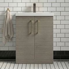 [BALARN2503AH716] Bramshall Floor Standing 2 Door Vanity Basin Unit with Mid-Edge Basin, 600mm, Choice of Colour and Handle Finish - Silo