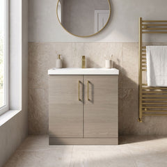 [BALARN2505AH017] Bramshall Floor Standing 2 Door Vanity Basin Unit with Mid-Edge Basin, 800mm, Choice of Colour and Handle Finish - Lifestyle 1