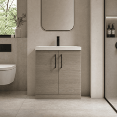 [BALARN2505AH018] Bramshall Floor Standing 2 Door Vanity Basin Unit with Mid-Edge Basin, 800mm, Choice of Colour and Handle Finish - Lifestyle 1